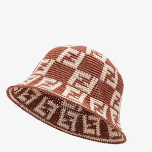 Fendi NWT brown cotton cloche hat $970 MSRP 58cm